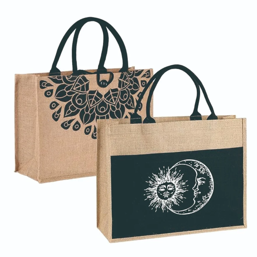 Wholesale Plain Hessian Shopper  Custom Printed Large Natural Eco Friendly Burlap  jute tote bags