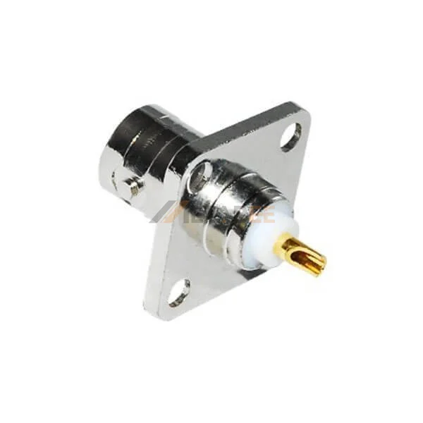 Straight BNC Jack Connector Four Hole Flange Mount Solder cup