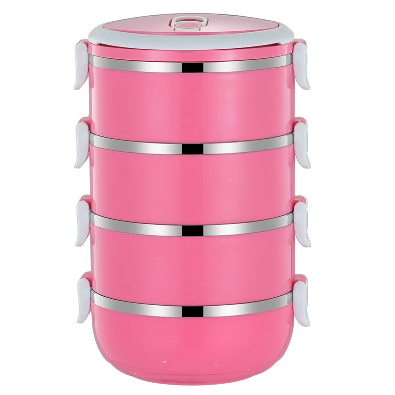 Custom Luxury 4 Tier Tiffin Carrier Stackable Bento Box Storage Boxes & Bins 201 Stainless Steel Lunch Box