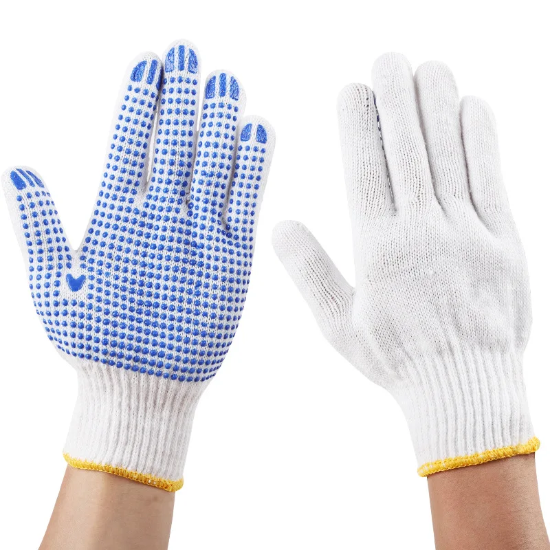 Seamless string knit PVC dots nylon coated safety working gloves machine for production work gloves