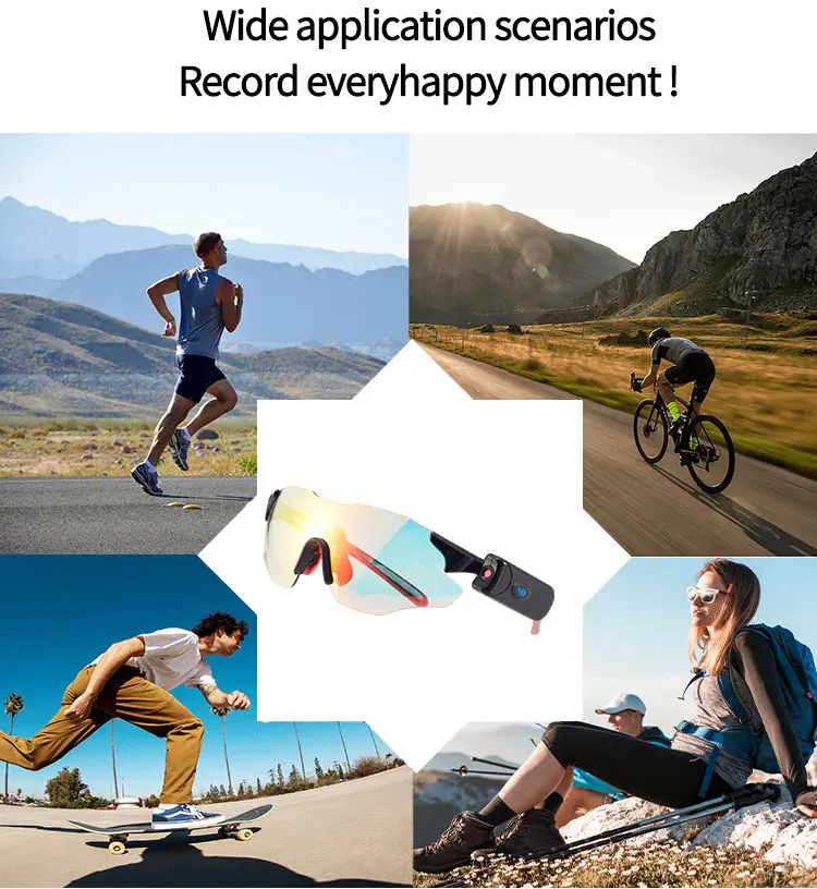 Cycling Video Recording Smart Glasses 1080p Outdoor Sport Sunglasses Eye Wear Picture Video Record Hd Camera Glasses With