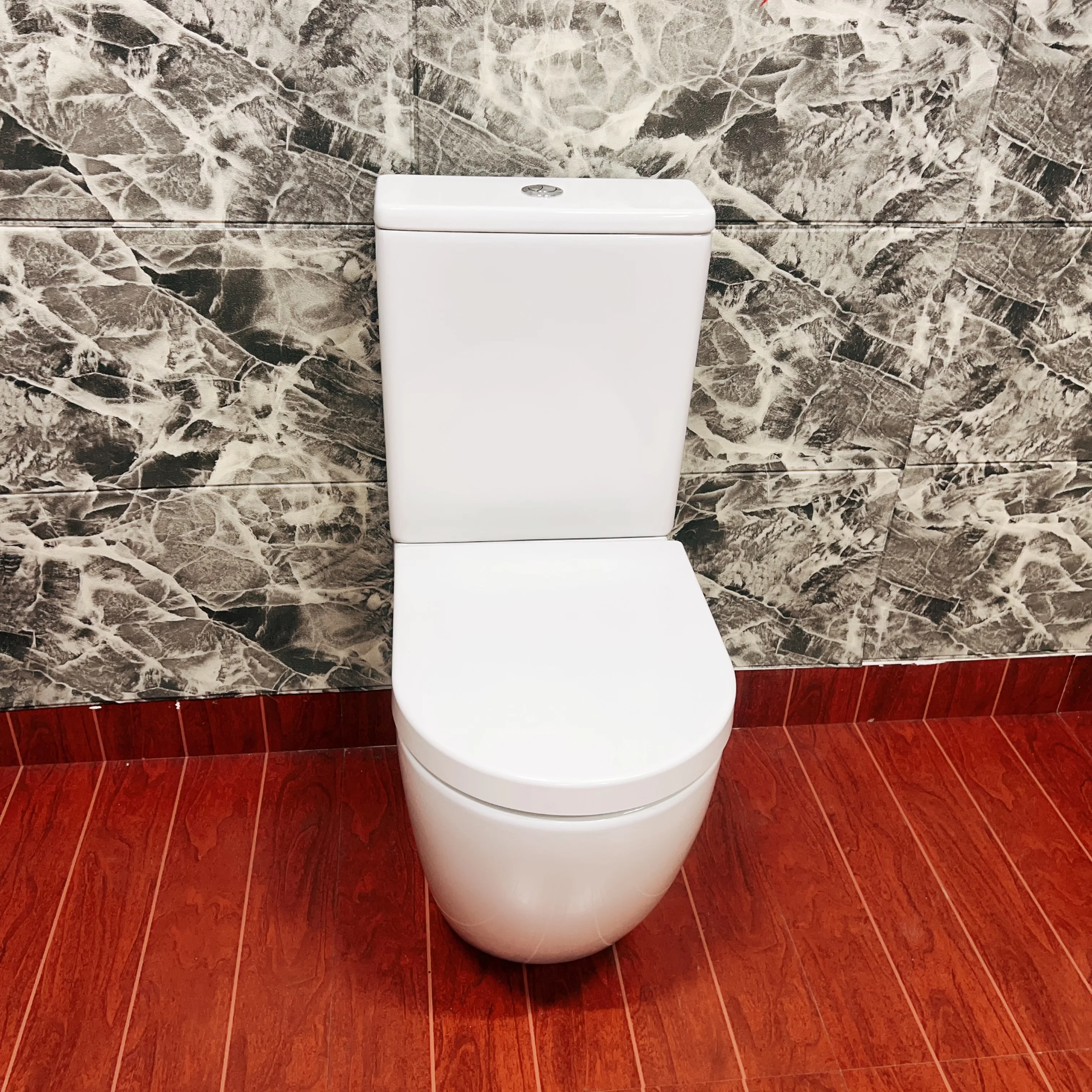 European Style Two-Piece Ceramic P-Trap Floor Mounted Dual-Flush Feature