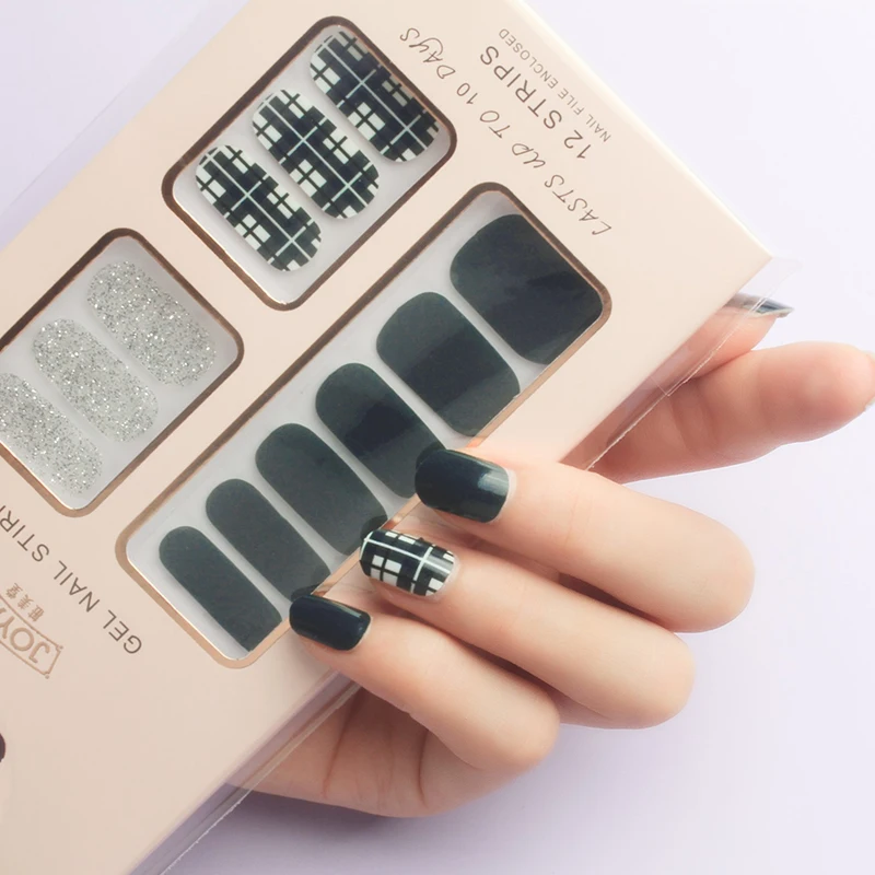 Rosalind real nail polish strips set soft nails self adhesive semi cured gel nail tips sticker uv wraps short design gel strips