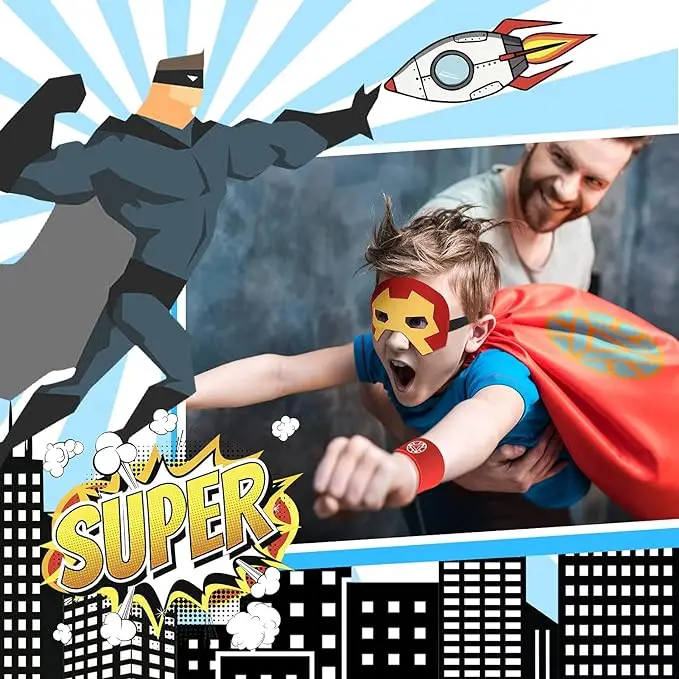 Superhero Costume Capes with Masks and Bracelets Indoor and Outdoor Toys for Kids