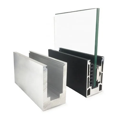 Deck railing frameless balustrade aluminum u channel glass railing with led lighting