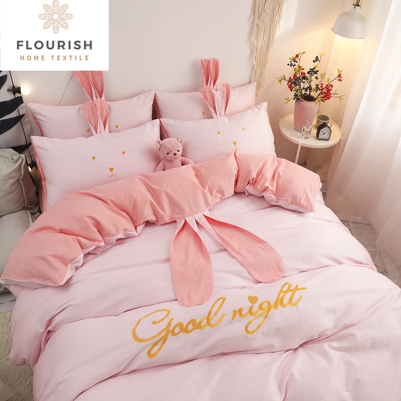Flourish Oem/Odm King Size 100% Cotton Bedsheet Bedding Set Luxury cadar Juegos Sabanas De Cama Drap De Lit For Home Wholesale