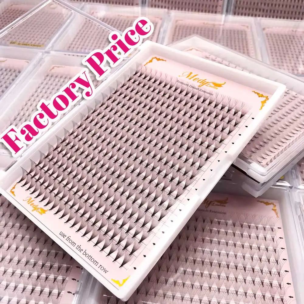 premade volume lash fan eyelash extension natural korean pbt mix curl faux mink silk volume hand made short stem fan eyelashes