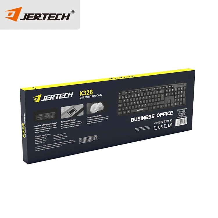 Jertech K328 Arabic Language Business Office klavye Layout OEM Brand Full Size Teclado Black USB Custom Wired Computer Keyboards