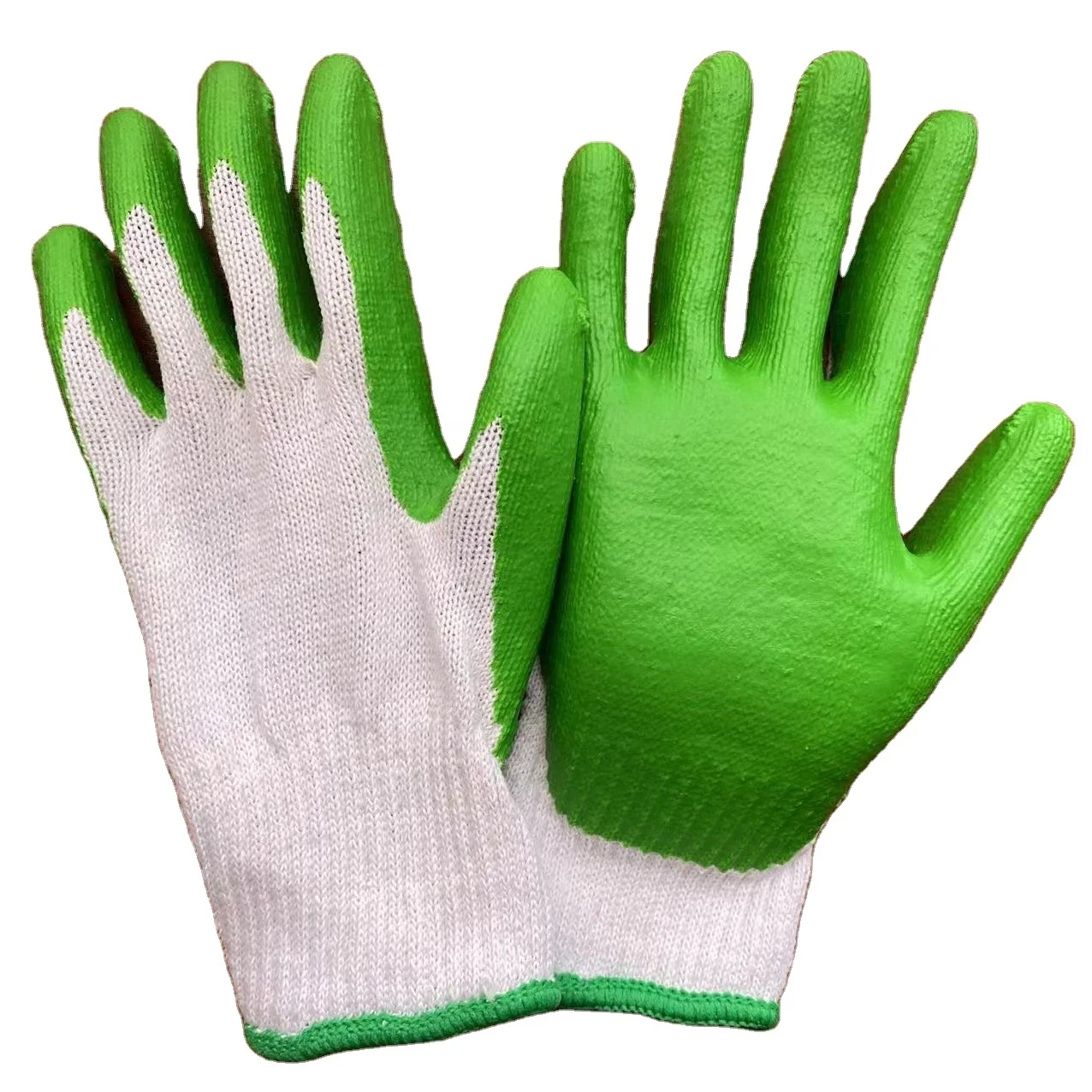 Cheap Red Latex Coated Cotton Work Gloves Flat Green Latex Palm Grip Construction Hand Work Construction Safety Gloves