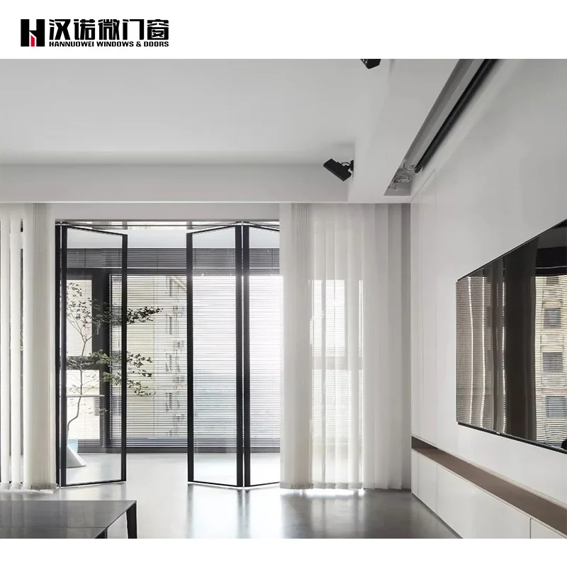 Aluminum Alloy Folding Door Is Extremely Narrow Kitchen Balcony Living Room Shop Car Wash Room Hanging Rail Glass Door