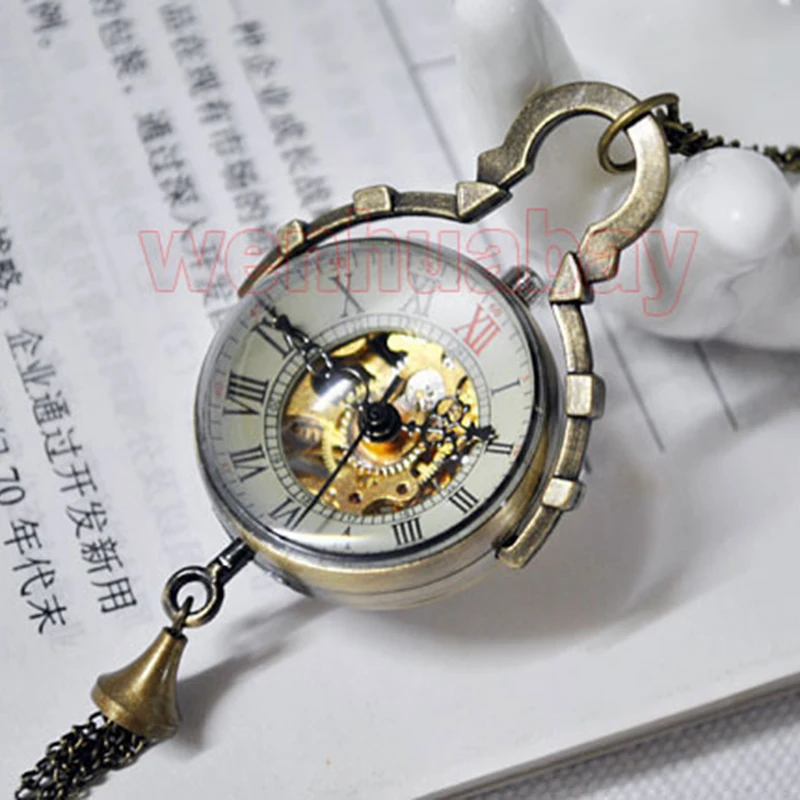 2020 New Arrival Lovely Transparent Roman Numerals Eyeball Mechanical Pocket Watch Pendant Necklace Chain Men Women Gifts
