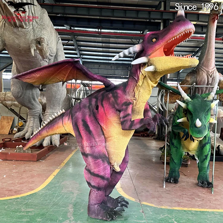 Red dragon costume simulation dinosaur costume expert