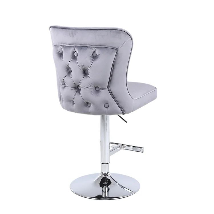 High-end modern design hotel high Commercial luxury velvet swivel bar chairs