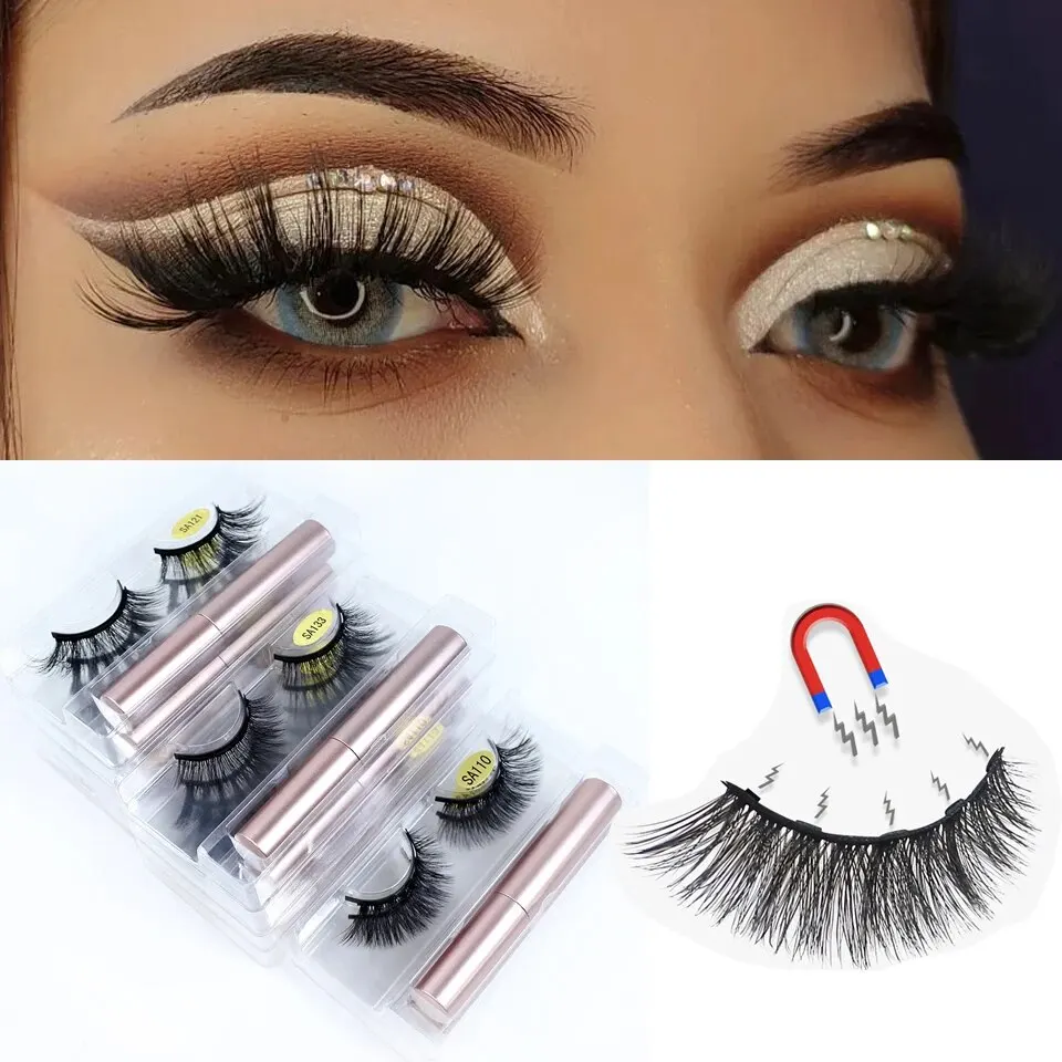 Factory Supply Wholesale Magnetic Eyelashes with Magnetic Lashes Glue of Natural Soft Faux Mink Lashes Makeup Lashes