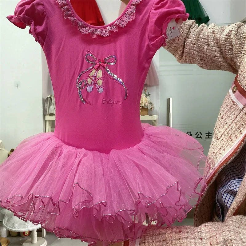 2024 wholesale babi girls stage wear black kid dance leotard tutu dress