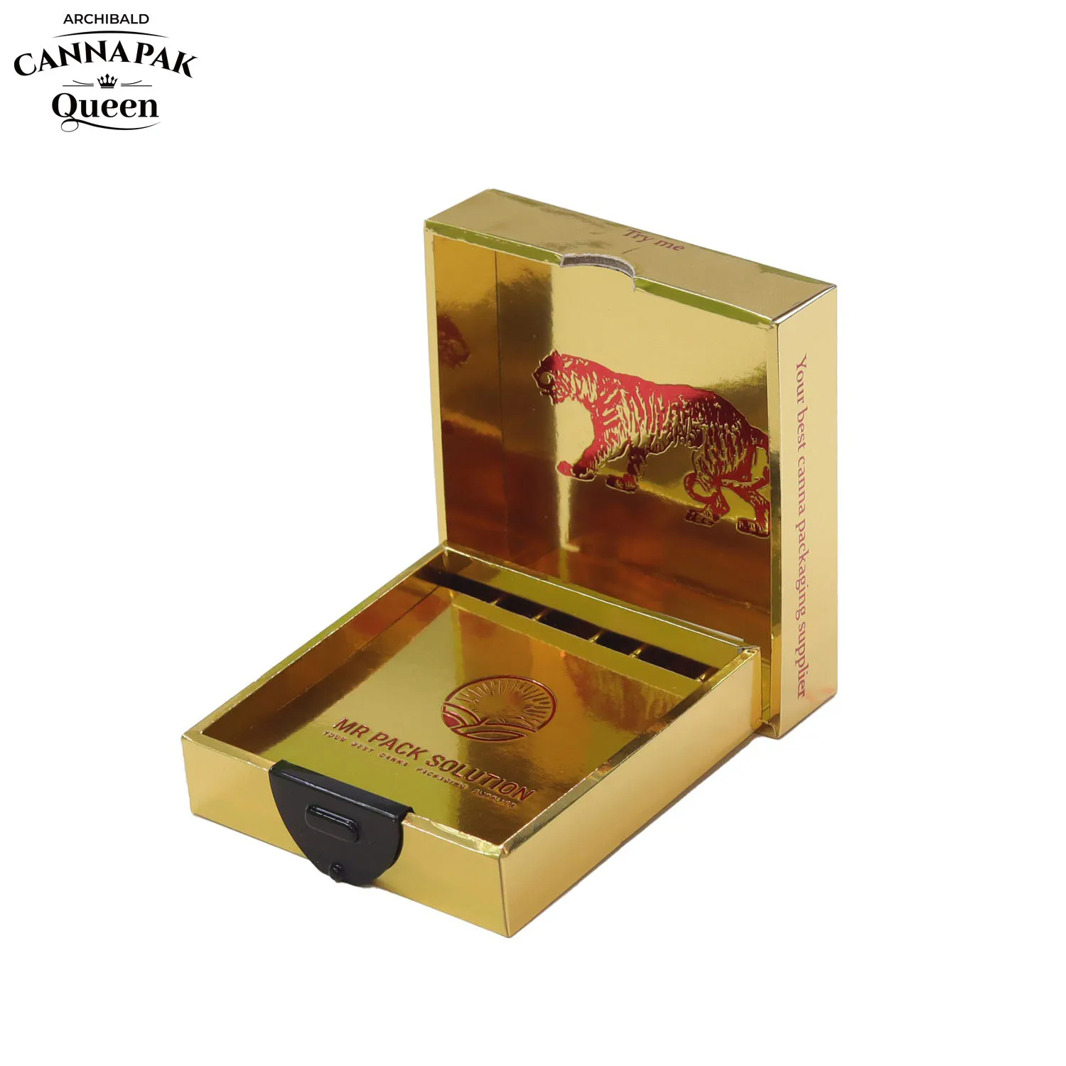 Custom Packaging Pre Roll Tube Display Box Impact-Resistant Magnet Flip Box Golden Cigarette Cartridge Printed Corrugated Boxes