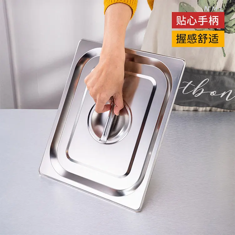 Stainless steel serving basin 304 buffet dining room grid rectangular punching clamshell flip score plate