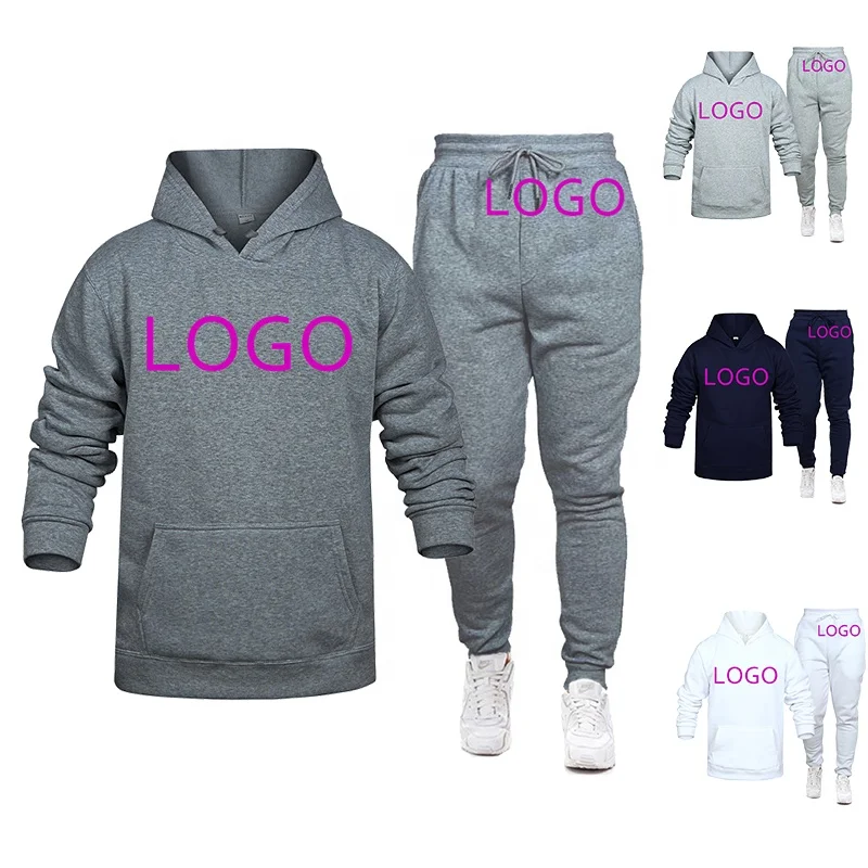 
Custom logo in stock low MOQ cotton polyester blank sweat suits custom 2 piece sweat suits men blank sweatsuits 
