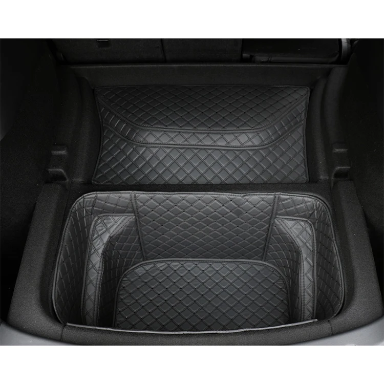 Car Trunk Mat for Tesla Model Y 2020+ 3D 5D All Round Car Trunk Mat PU Leather Trunk Mats