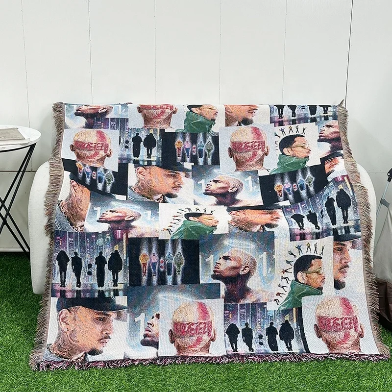 Custom Size Woven Tapestry Blanket Chris Brown Throw Rug and Throw Blanket Unique Custom Blanket
