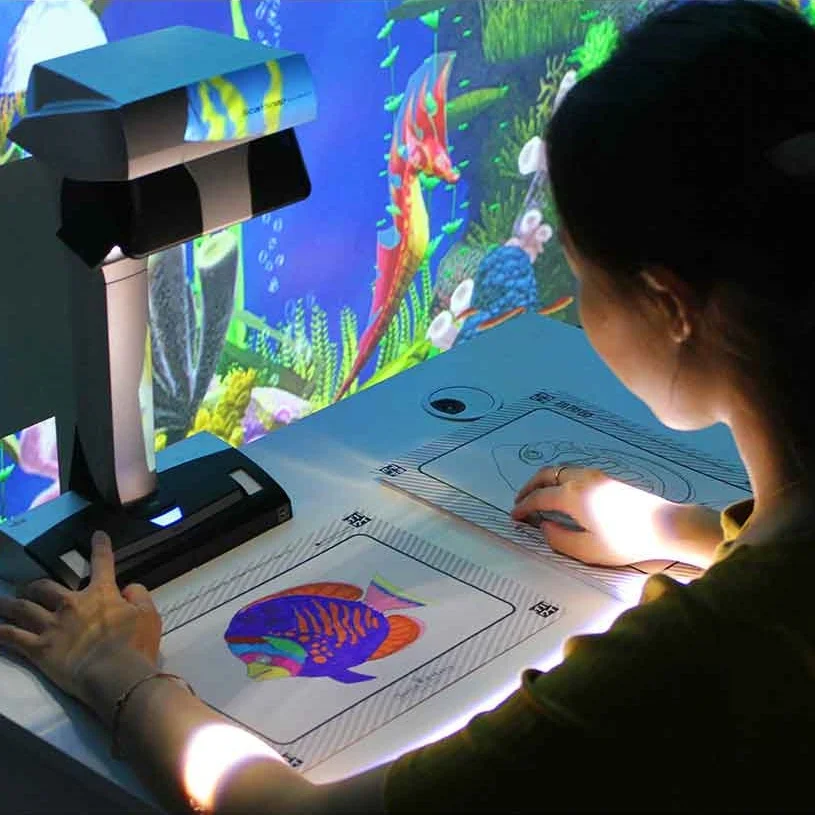 Children Interactive Projection Drawing Fish Ocean Theme Park For Kids Amusement Park
