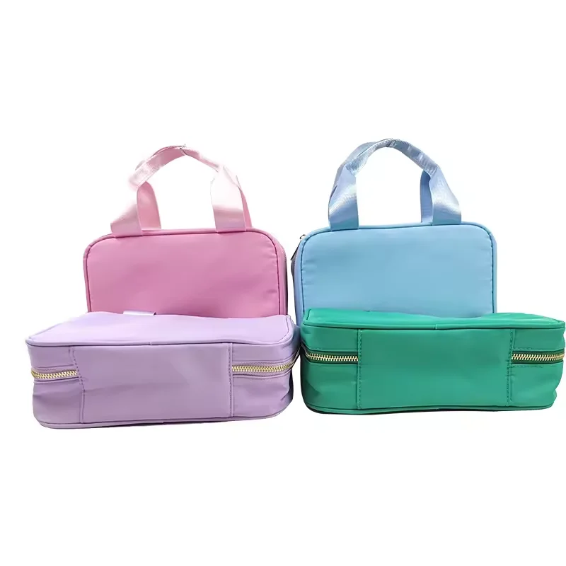 Neon Pink Nylon Insulated Thermal Lunch Tote Bag Lightweight Portable Zipper Cooler for Beach Use RTS In-Stock