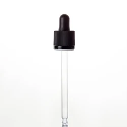 18/410 black and white ribbed essential oil bottle lid child resistant plastic dropper cap with glass pipette