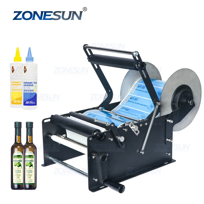 ZONESUN ZS-50W ручная машина для нанесения этикеток на круглые бутылки с минеральной водой