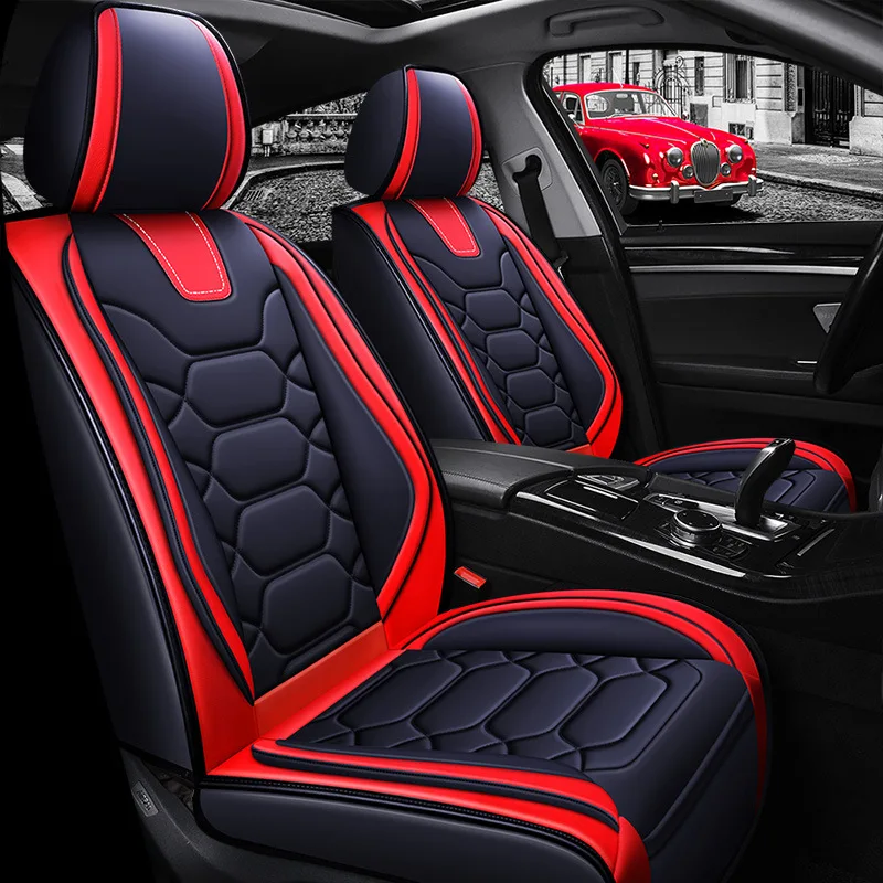 Car Seats Cover Full Set Sports Leather Universal with Car Seat Cushion 9pcs Eco-friendly Auto Upholstery Protect Car Interior