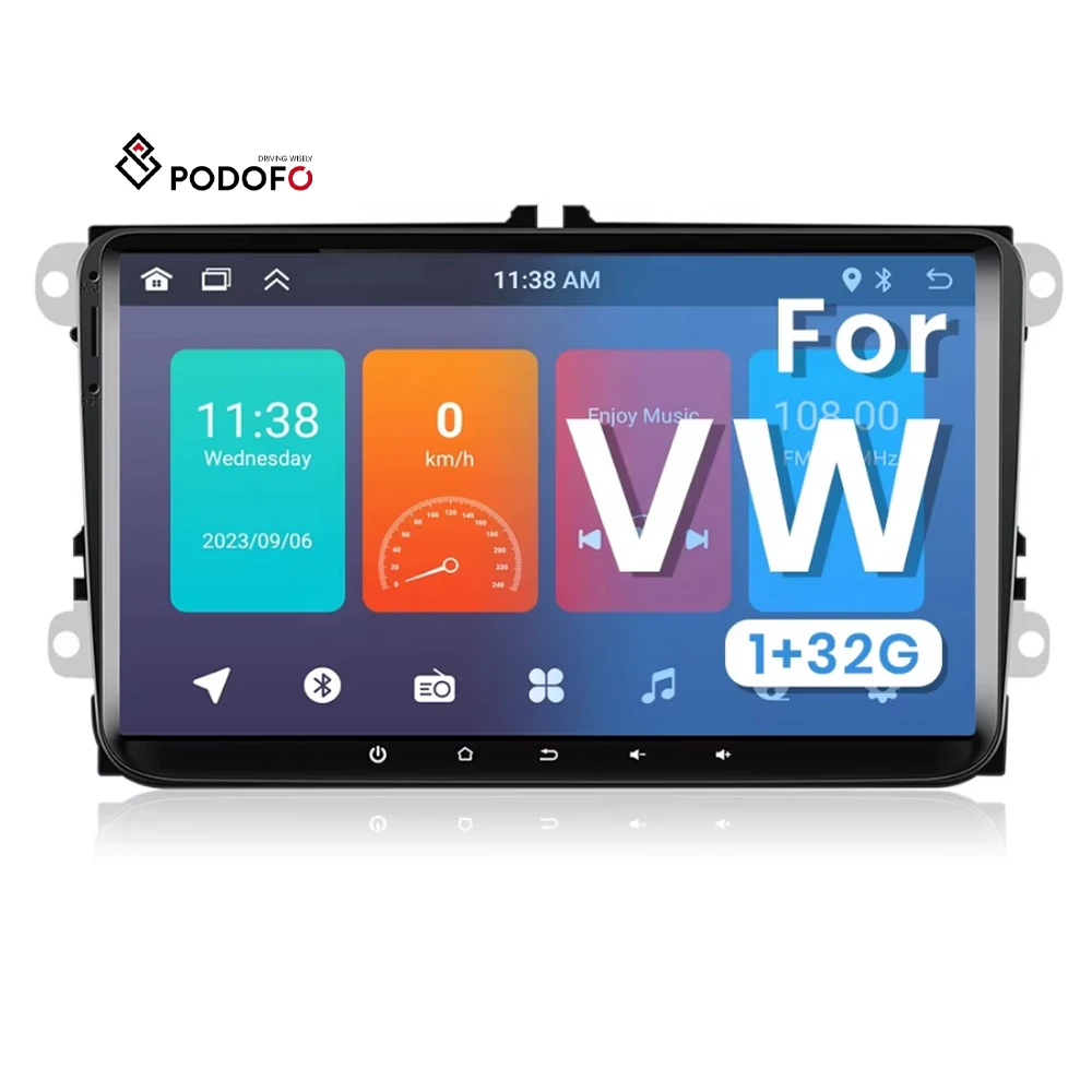 Podofo 9' Android Car Radio 2 Din Autoradio GPS WIFI BT FM For VW/Seat/Altea/Golf/PASSAT/SKODA/POLO/FABIA/GOLF 5/6 Wholesales