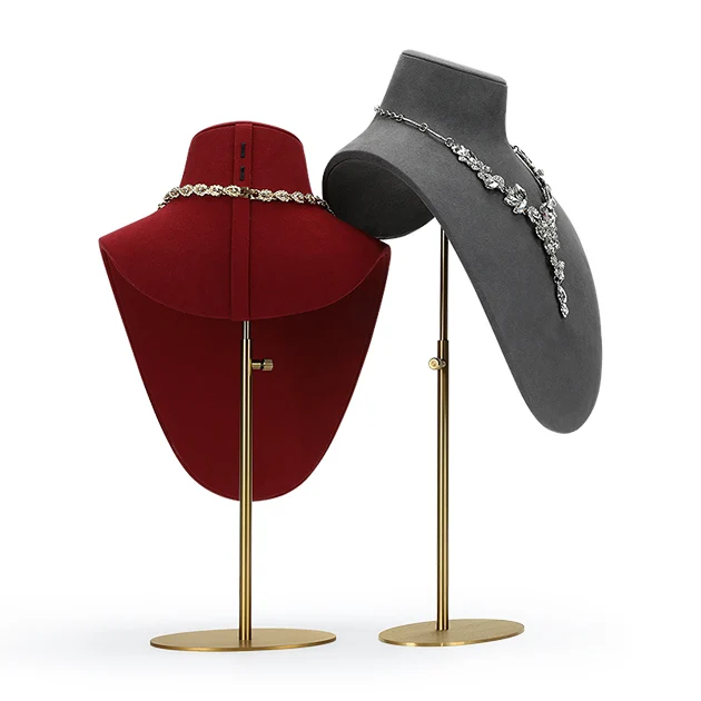 SKQ Jewelry display Prop neck microfiber metal rack display props jewelry display mannequin
