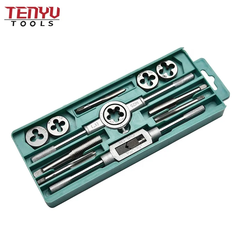 12pcs Screw Metric M6 to M12 Tap Die Set with Tap Holder Thread Tap and Die Thread Repair Kit