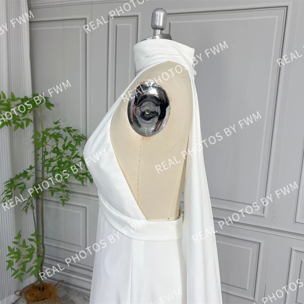 100% Real Photos Simple Halter Neck Satin Wedding Dress With Detachable Cape Elegant Backless Bride Gown For Women 2025