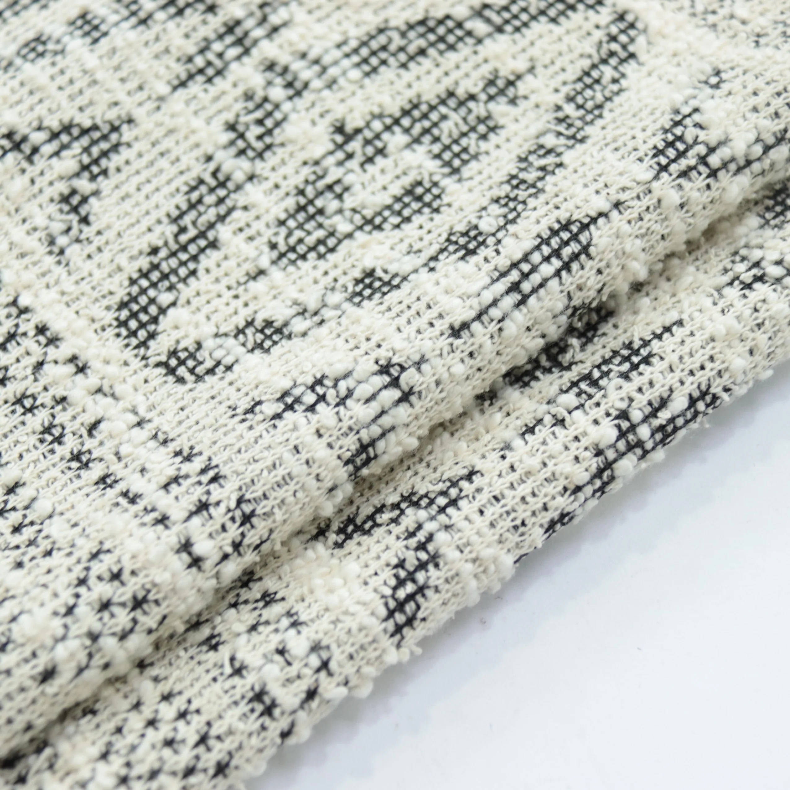 Твидовая черная ткань, твидовое жаккардовое плетеное полотно в клетку, модный костюм