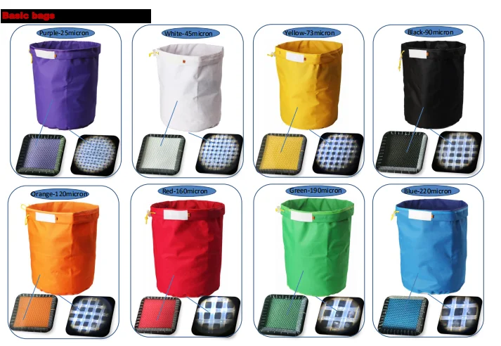 Orientrise 5 Gallon 5 Bag 25 73 90 120 220 micron Nylon Herbal Ice Filter Bubble Hash Bags
