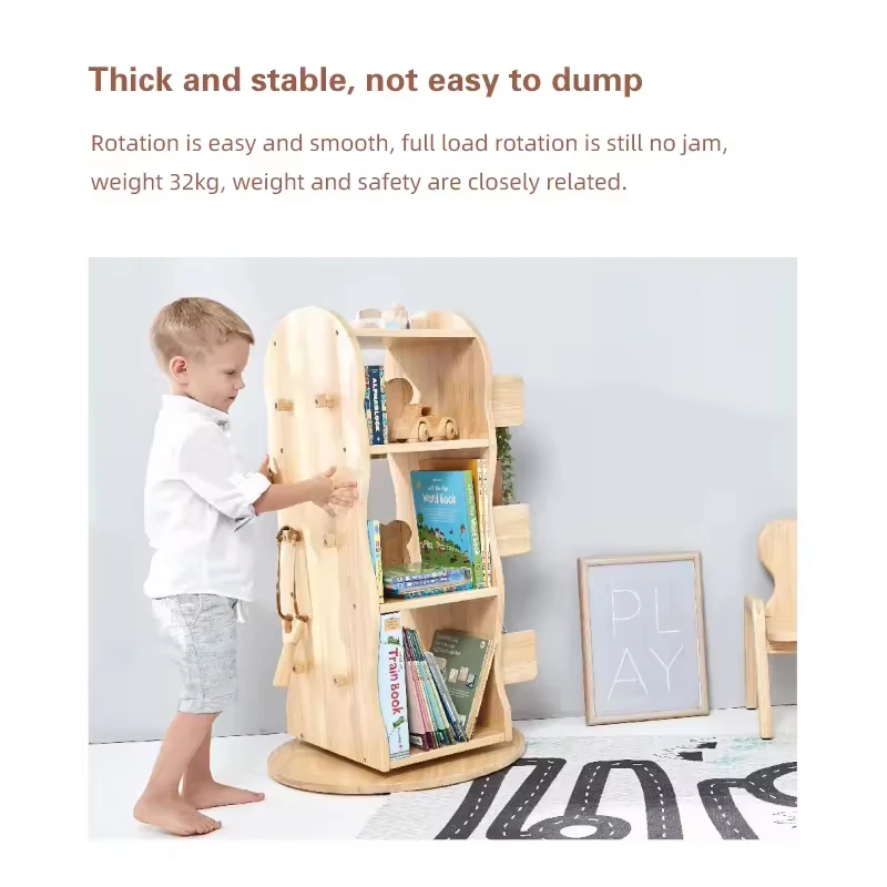 Winning Rotating Bookshelf Bookcase Wooden Bookshelf  Furniture Kids Bookcase White Cabinet Home Furniture Girl Wood Bookcase