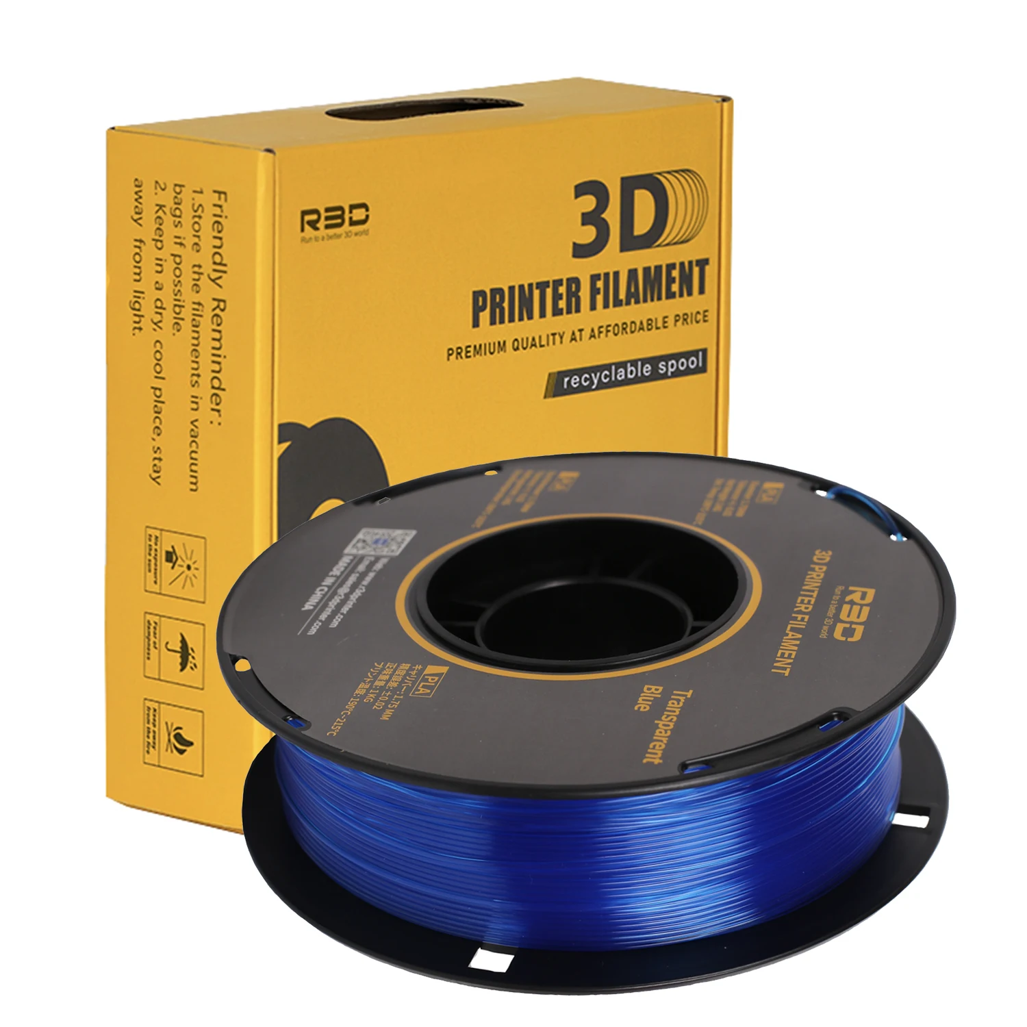 R3D Transparent PLA Filament for 3d Printer PLA 1KG/Spool Neat Winding Eco Plastic