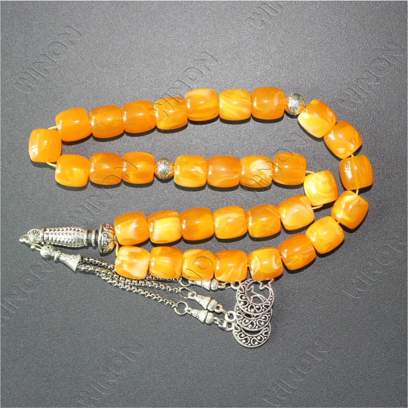 Мусульманские бусины Tasbih 33 Rosay 12*12 мм Желтая Смола Янтарная Исламская молитва dhikr Misbaha исламская религия Eid Ramadan подарок