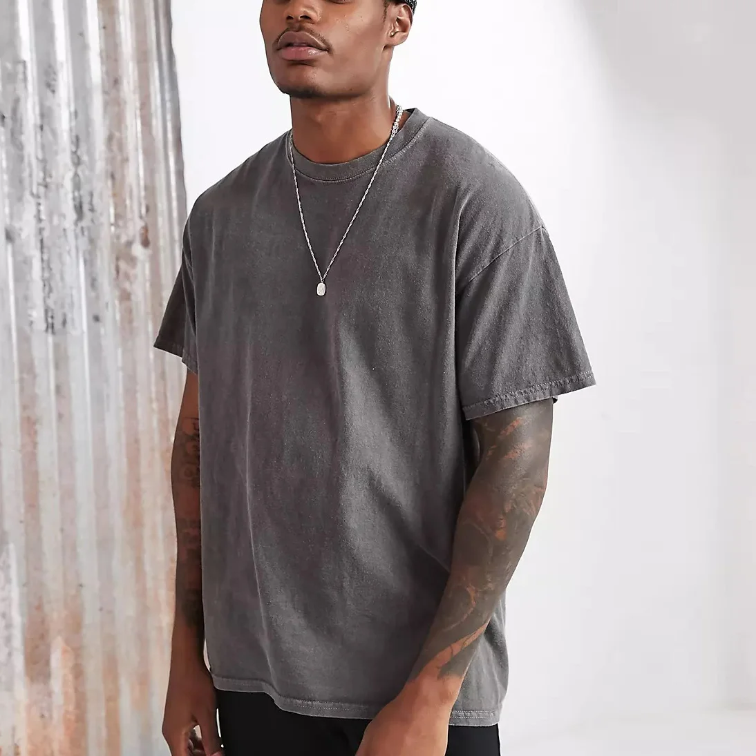 Custom men streetwear wholesale stone washed tee heavyweight soft vintage wash t shirt