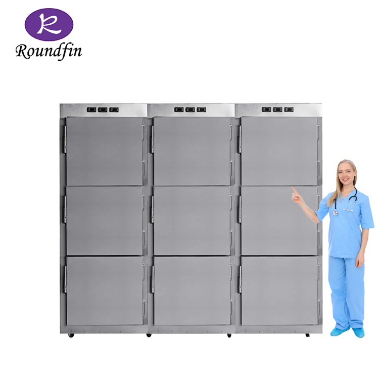 High Material Hot Sale RD-9 Nine doors mortuary freezer with standby SECOP Compressors Refrigerators 2, 4, 9 Bodies corpses free