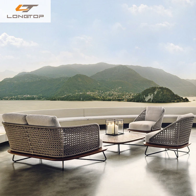 Modern Outdoor Courtyard Aluminum Frame Balcony Rope Chair Sofa Terrace Outdoor Leisure Sofa Garden Combination Furniture Set