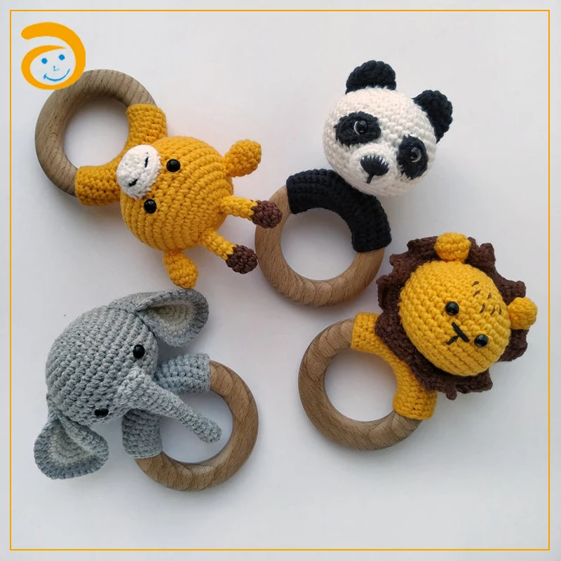 Animal crochet toys amigurumi rattle teething