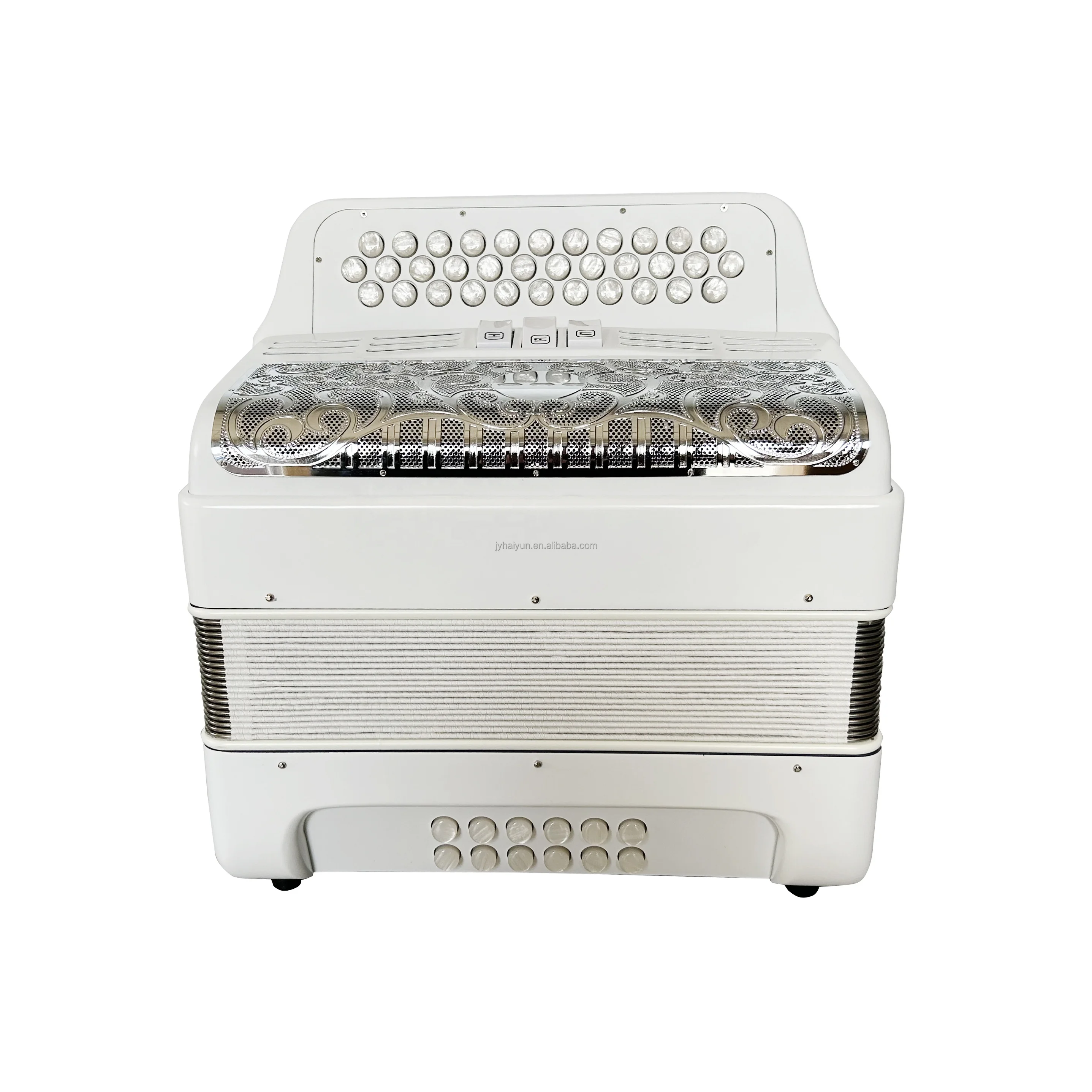 SEASOUND OEM 34 Buttons 12 Bass 3 Registers Matt White Accordion Silver Grill Gold White Buttons Instrument Acordeon JB3412C