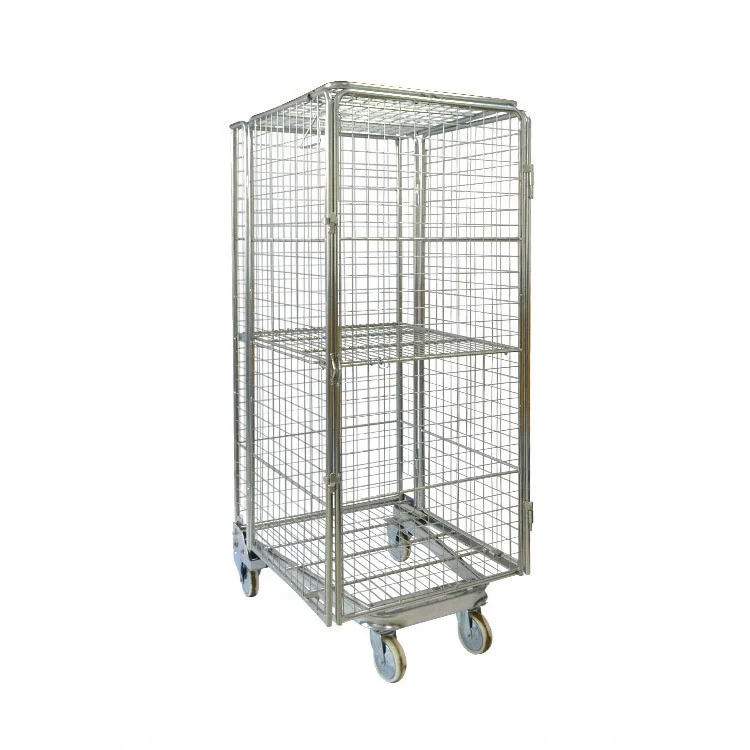 Customized sizes high quality hevy duty European foldable steel logistics roll cage roll container metal mesh trolley