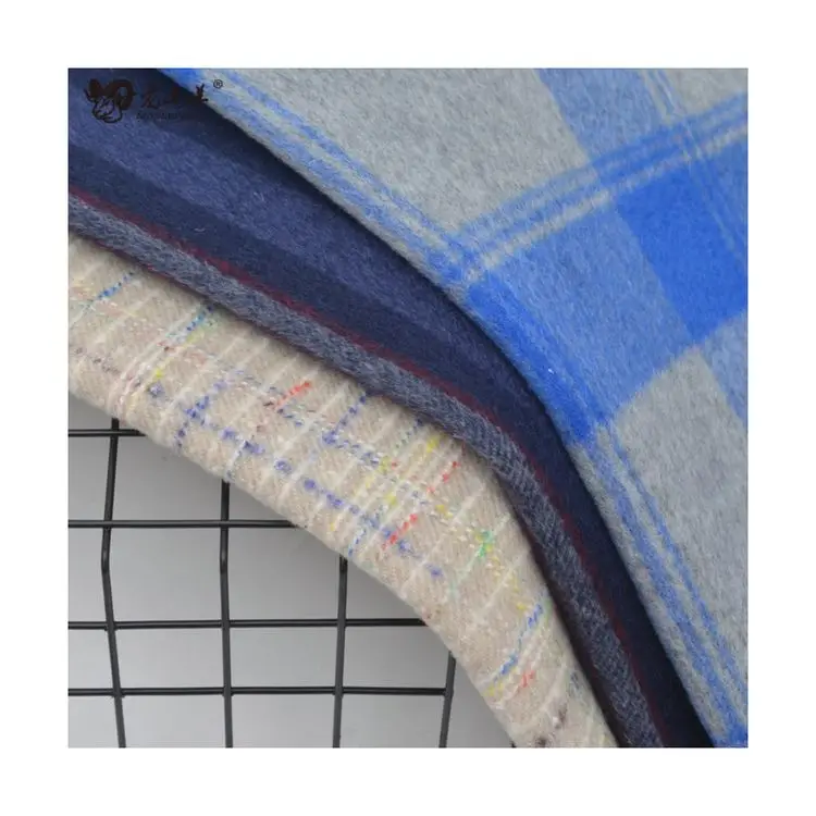 Cheap Wholesale Luxury Newest Top Quality High-end Checked Pattern Double Sided 100% Cashmere Wool Fabric For Overcoats