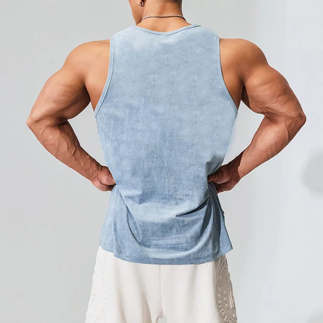 wholesale hot sale knit tank top mens tank top gym wears blank purple custom deer skin velvet heavyweight tank top
