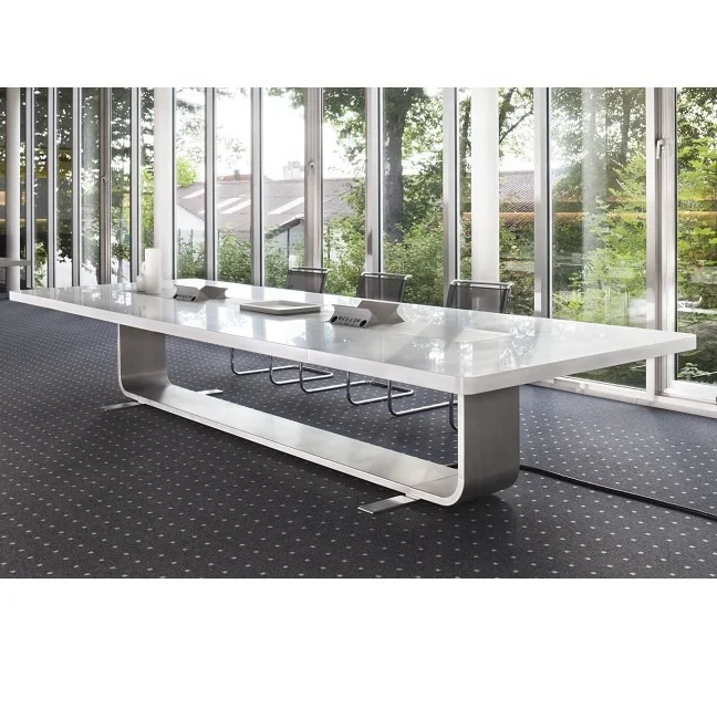 
Modern luxury large big boardroom rectangular 10 person conference table white 