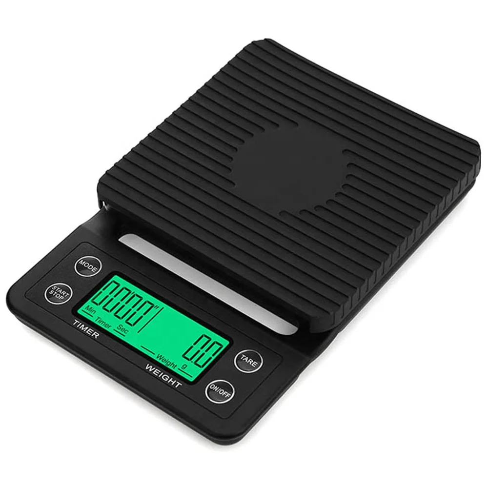 Portable Stainless Kitchen Scale Digital Timer Scale Food Balance Weight Scale for for Drip Coffee Black/Chocolate Color