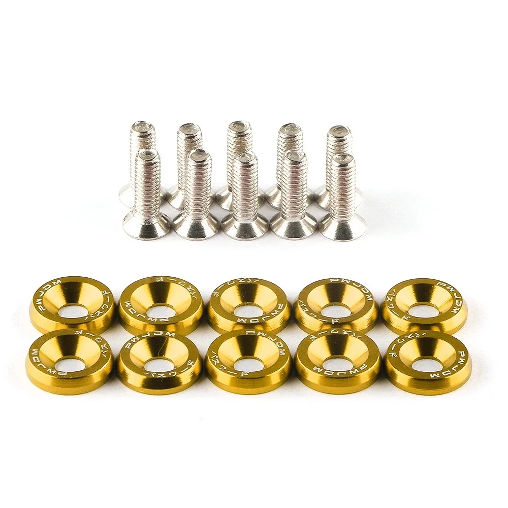 Anodized Color Countersunk Fasteners Set Car Modification Password JDM Aluminum M6 M8 Fender Washers With Bolts