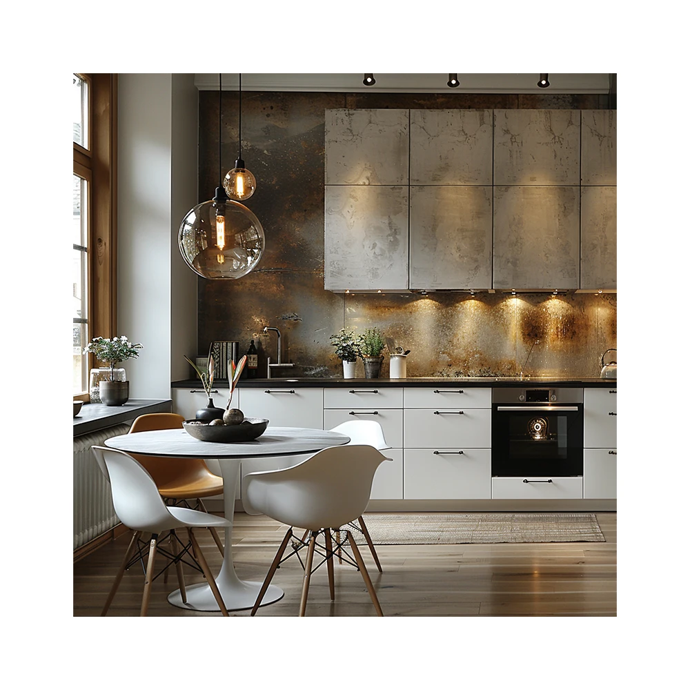 AI Creative Concept Design Nordic Kitchen Dining Room White And Wood Style Design 3D Rendering Service